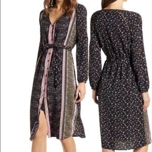 CUPCAKES AND CASHMERE Stripe long sleeve Midi Dress Size XS